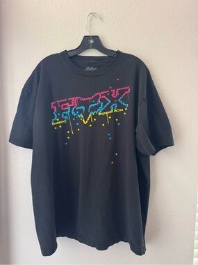 Fox Racing Black Graphic Men’s Tee with Neon Pixel Print XXL Y2K